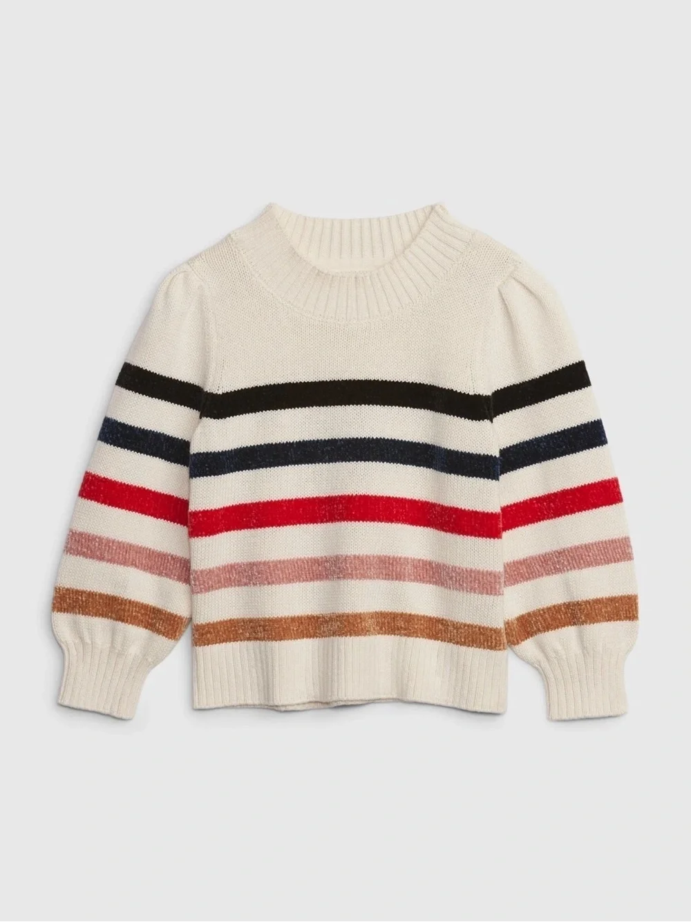 GAP Toddler Stripe Mockneck Sweater, Chino Beige, Size 5T